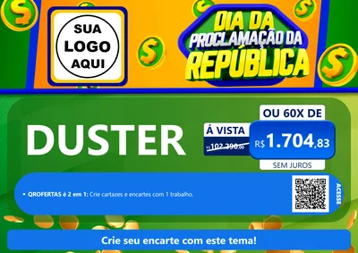 Modelo de Cartaz para Cartaz A4 Horizontal com o tema Dia Da Proclamação da República para Concessionaria de Carros