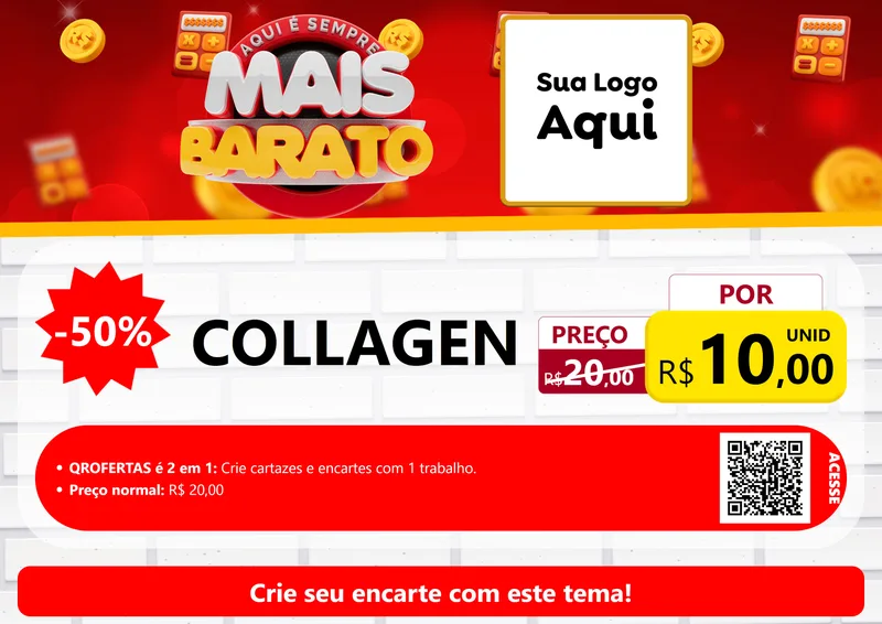 Modelo de Cartaz para Cartaz A4 Horizontal com o tema Mais Barato para Suplementos alimentares