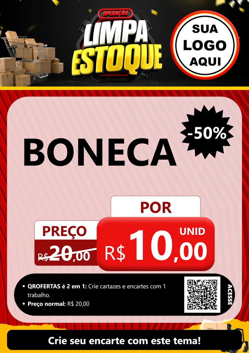 Modelo de Cartaz para Cartaz A4 Vertical com o tema Operação Limpa Estoque para Brinquedos