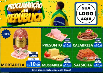 Modelo de Encarte para Encarte A4 Horizontal com o tema Proclamação da República para Frios e Laticínios
