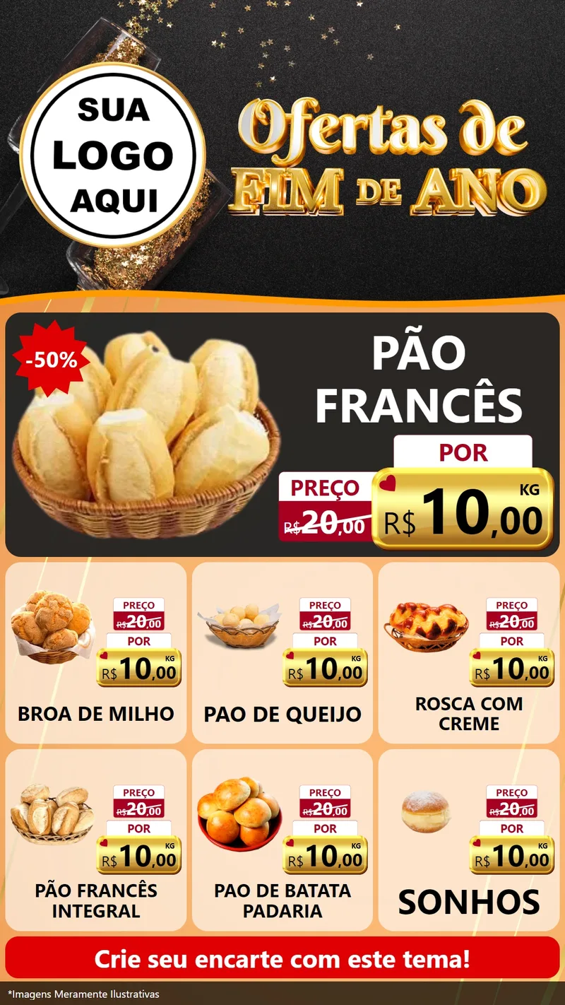 Modelo de Rede Social para Stories com o tema Ofertas de Fim de Ano para Padaria