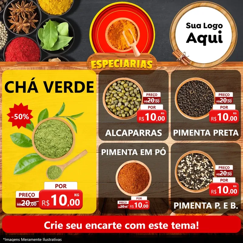 Modelo de Rede Social para Feed Facebook com o tema Especiarias para Produtos Naturais