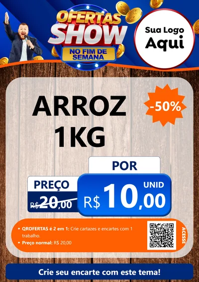 Modelo de Cartaz para Cartaz A4 Vertical com o tema Ofertas Show No Fim De Semana para Supermercado