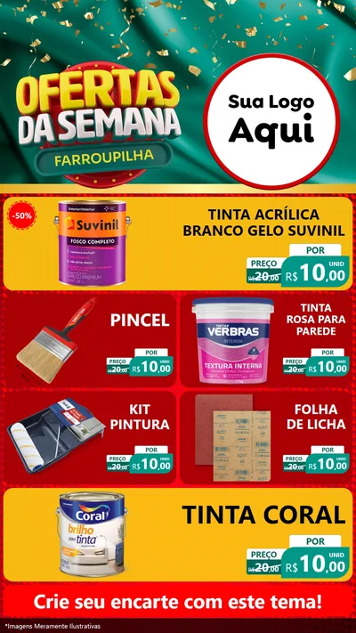 Modelo de TV para TV Vertical com o tema Ofertas da Semana Farroupilha para Tintas e Ferramentas