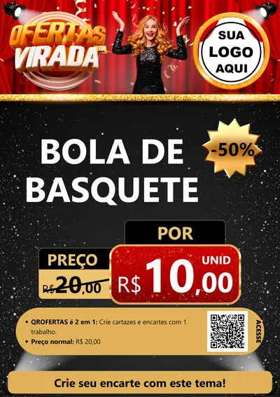 Modelo de Cartaz para Cartaz A4 Vertical com o tema Ofertas da Virada para Artigos Esportivos