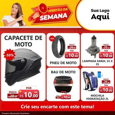 Modelo de Rede Social para Feed Facebook com o tema Ofertão da Semana para Moto peças