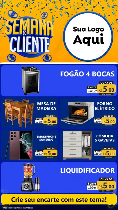 Modelo de TV para TV Vertical com o tema Semana do Cliente para Móveis e Eletro