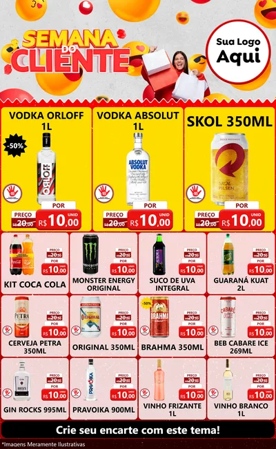 Modelo de Encarte para Encarte Grande com o tema Semana do Cliente para Distribuidora de bebidas