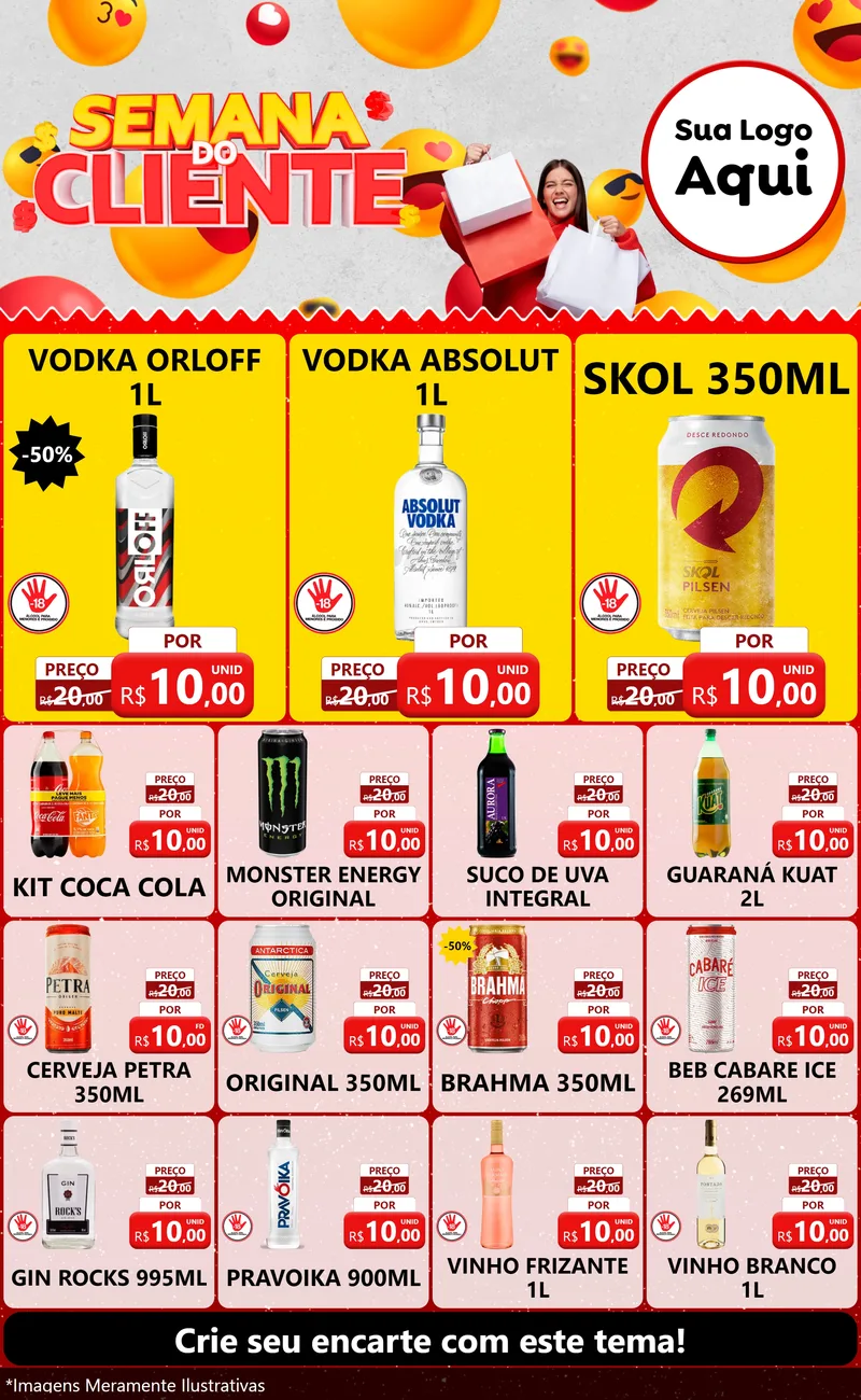 Modelo de Encarte para Encarte Grande com o tema Semana do Cliente para Distribuidora de bebidas