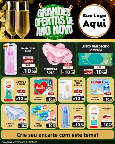 Modelo de Rede Social para Feed Instagram com o tema Grandes Ofertas de Ano Novo para Bebês