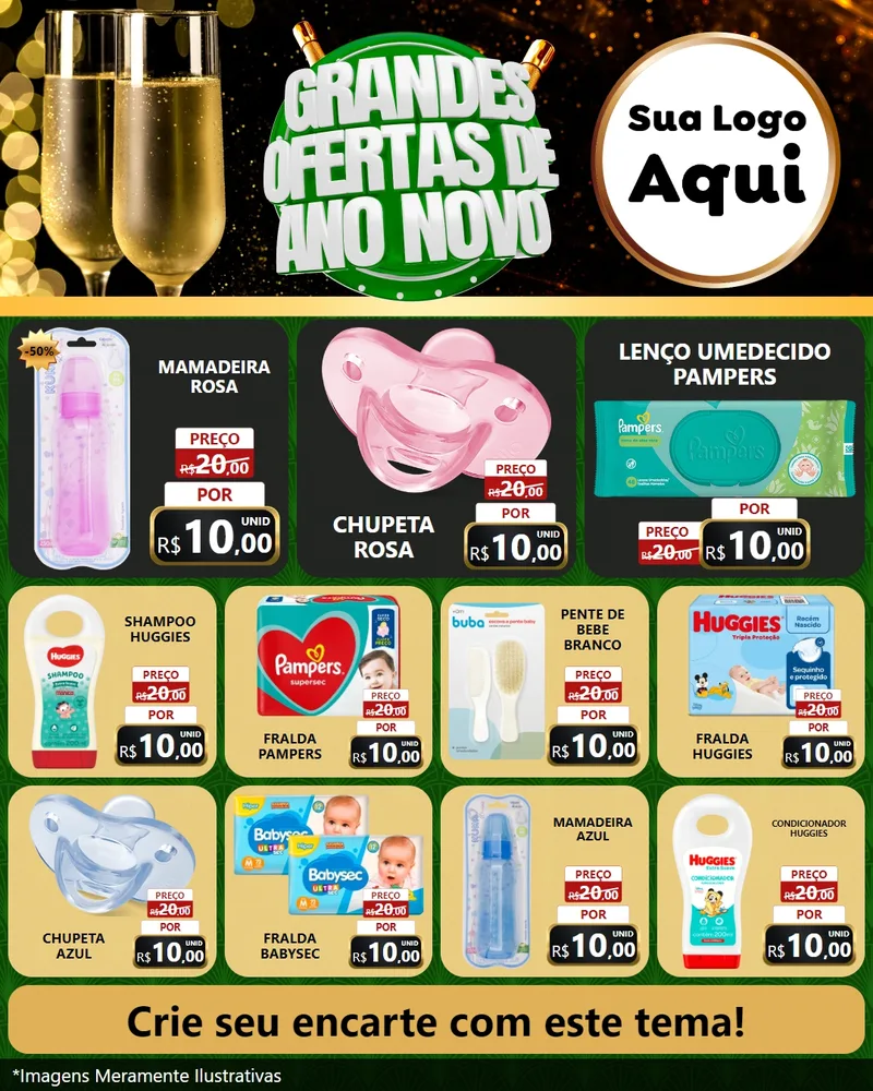 Modelo de Rede Social para Feed Instagram com o tema Grandes Ofertas de Ano Novo para Bebês