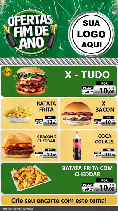 Modelo de TV para TV Vertical com o tema Ofertas Fim de Ano para Hamburgueria