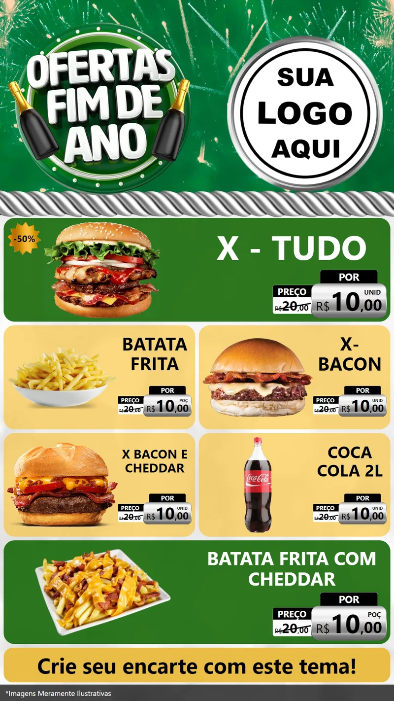 Modelo de TV para TV Vertical com o tema Ofertas Fim de Ano para Hamburgueria