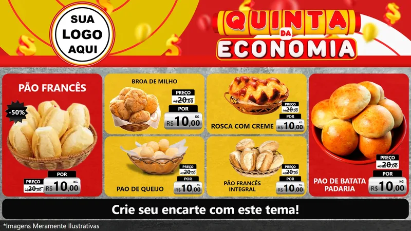 Modelo de TV para TV Horizontal com o tema Quinta da Economia para Padaria