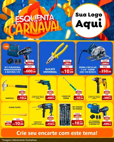Modelo de Rede Social para Feed Instagram com o tema Esquenta de Carnaval para Maquinas e Ferramentas