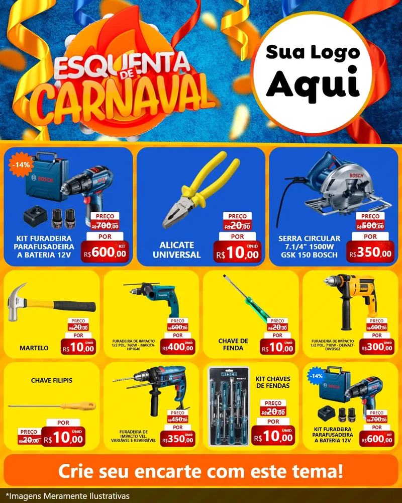 Modelo de Rede Social para Feed Instagram com o tema Esquenta de Carnaval para Maquinas e Ferramentas