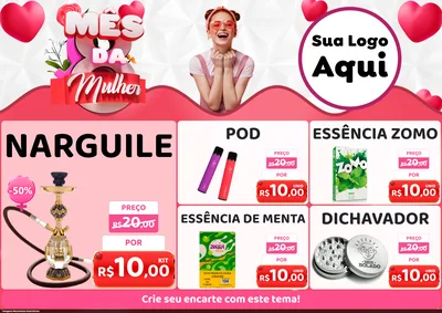 Modelo de Encarte para Encarte A4 Horizontal com o tema Mês da Mulher para Tabacaria