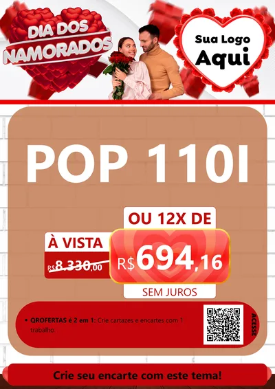 Modelo de Cartaz para Cartaz A4 Vertical com o tema Dia dos Namorados para Concessionaria de Motos