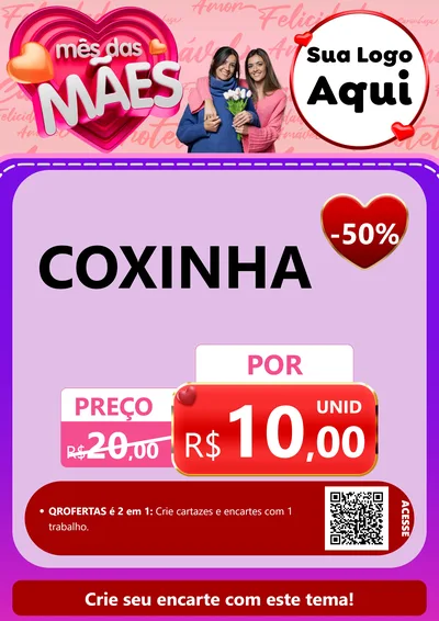 Modelo de Cartaz para Cartaz A4 Vertical com o tema Mês Das Mães para Salgadaria