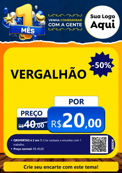 Modelo de Cartaz para Cartaz A4 Vertical com o tema Um Mês de Aniversário para Ferragens