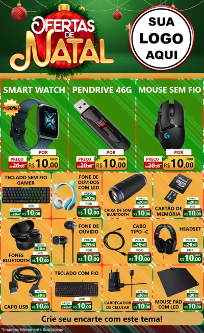 Modelo de Encarte para Encarte Grande com o tema Ofertas de Natal para Informática