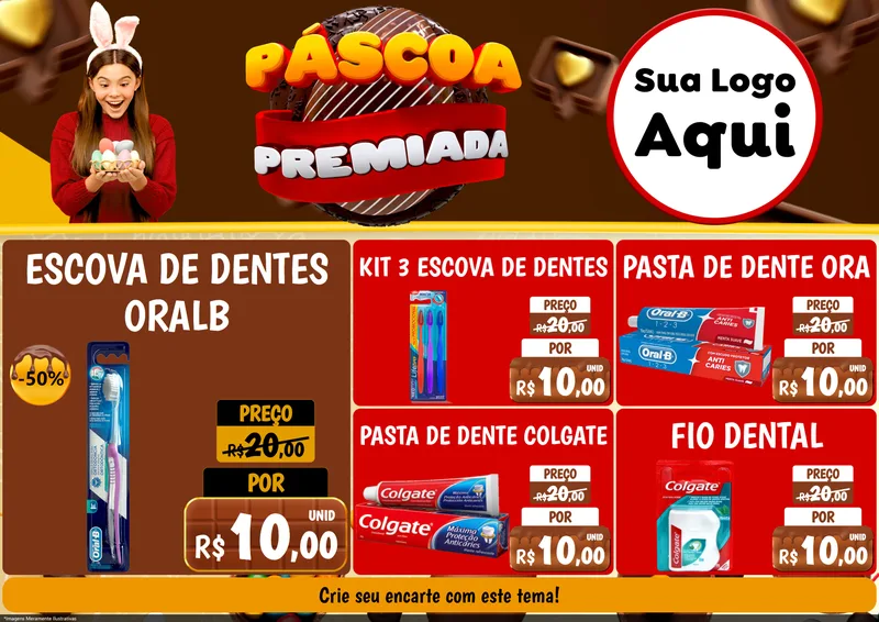 Modelo de Encarte para Encarte A4 Horizontal com o tema Páscoa Premiada para Higiene Pessoal