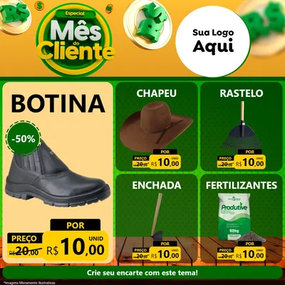 Modelo de Rede Social para Feed Facebook com o tema Especial Mês do Cliente para Agropecuária
