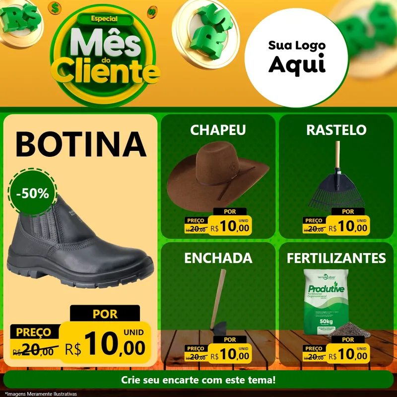 Modelo de Rede Social para Feed Facebook com o tema Especial Mês do Cliente para Agropecuária