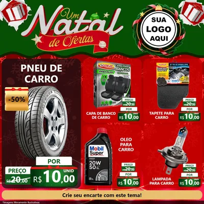 Modelo de Rede Social para Feed Facebook com o tema Um Natal de Ofertas para Auto peças