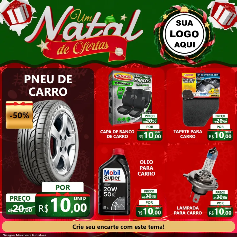 Modelo de Rede Social para Feed Facebook com o tema Um Natal de Ofertas para Auto peças