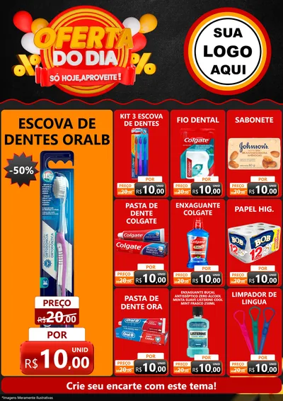 Modelo de Encarte para Encarte A4 Vertical com o tema Oferta do Dia - Só hoje, Aproveite! para Higiene Pessoal