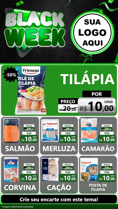 Modelo de Rede Social para Stories com o tema Black Week para Peixaria