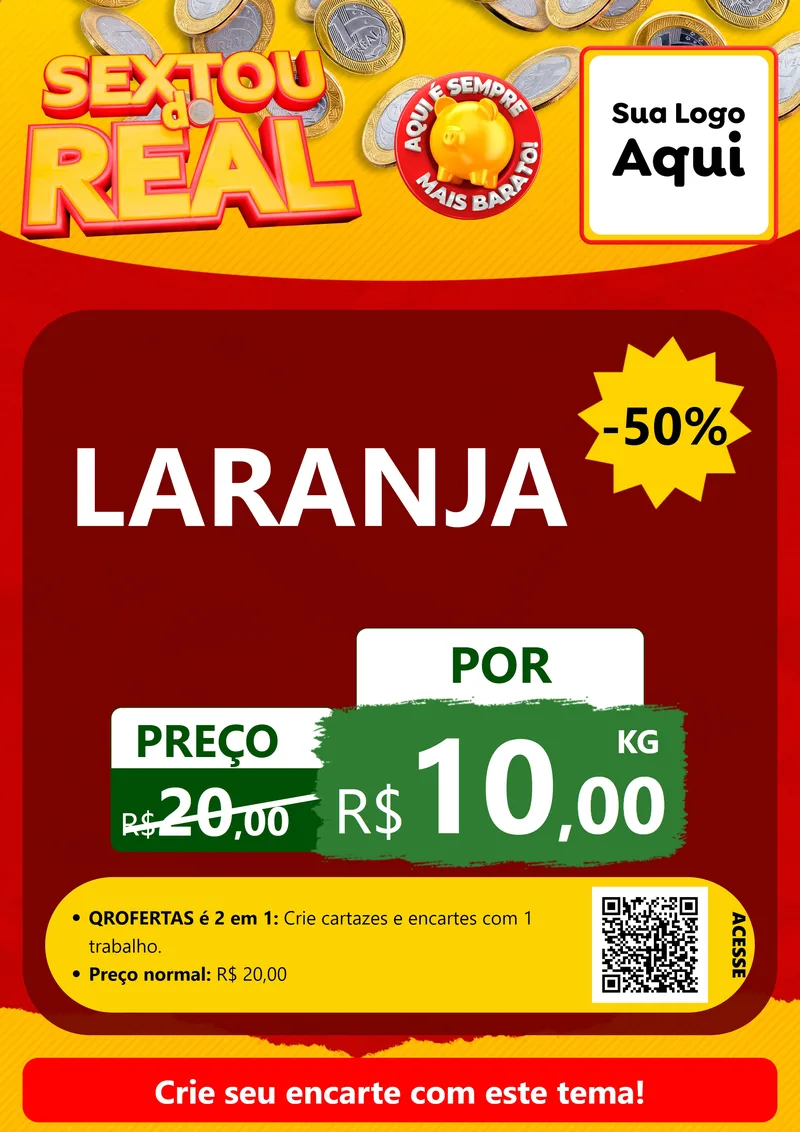Modelo de Cartaz para Cartaz A4 Vertical com o tema Sextou do Real para Hortifrúti
