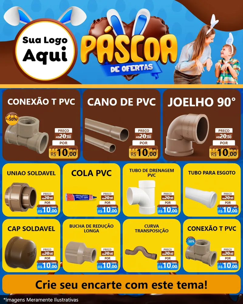 Modelo de Rede Social para Feed Instagram com o tema Páscoa de Ofertas para Tubos e conexões