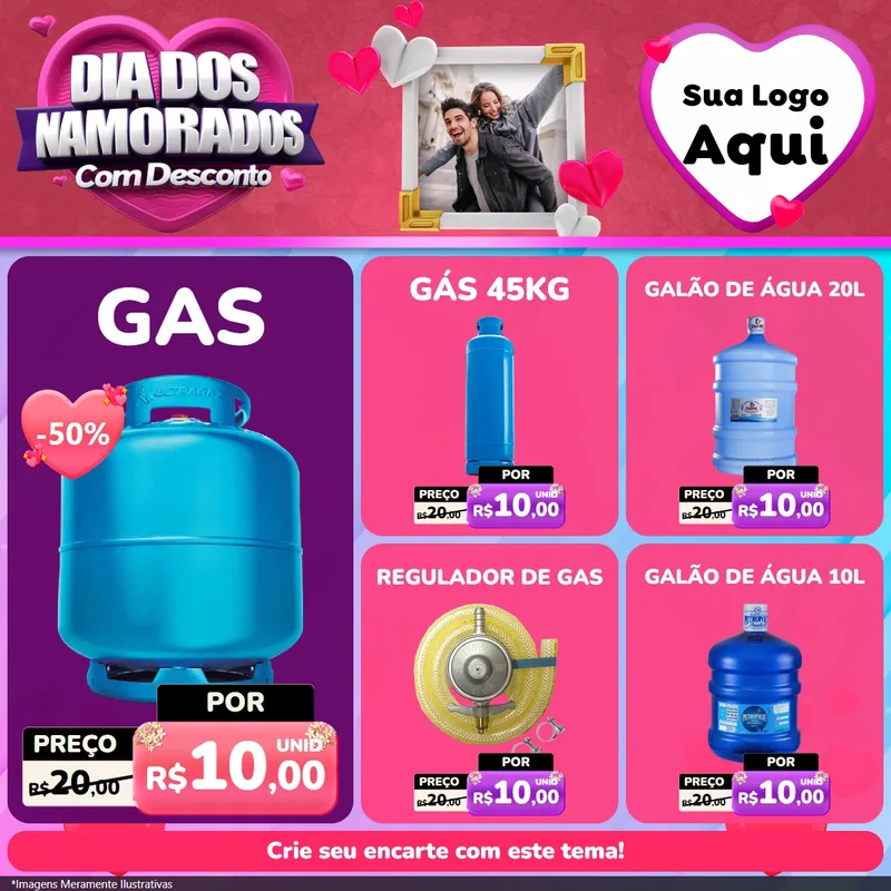 Modelo de Rede Social para Feed Facebook com o tema Dia Dos Namorados Com Desconto para Água e gás