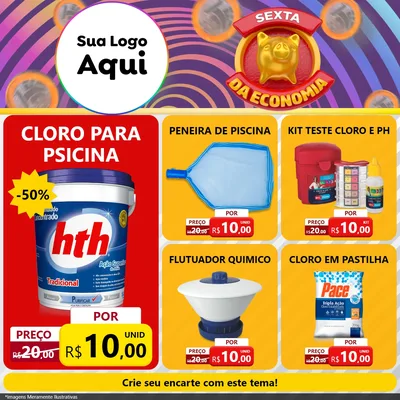 Modelo de Rede Social para Feed Facebook com o tema Sexta da Economia para Produtos para Piscina