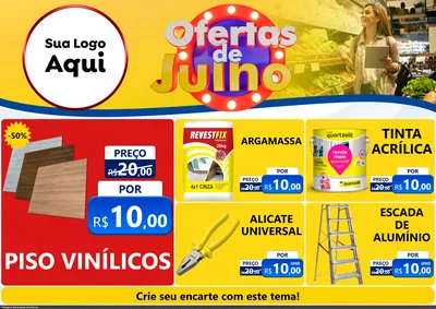 Modelo de Encarte para Encarte A4 Horizontal com o tema Ofertas de Julho para Material para Construção