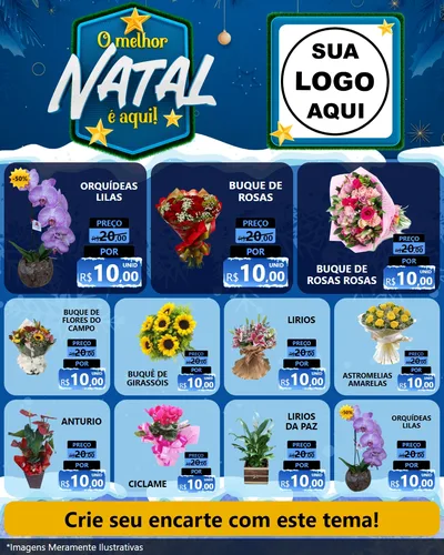 Modelo de Rede Social para Feed Instagram com o tema O Melhor Natal É Aqui! para Floricultura e jardim