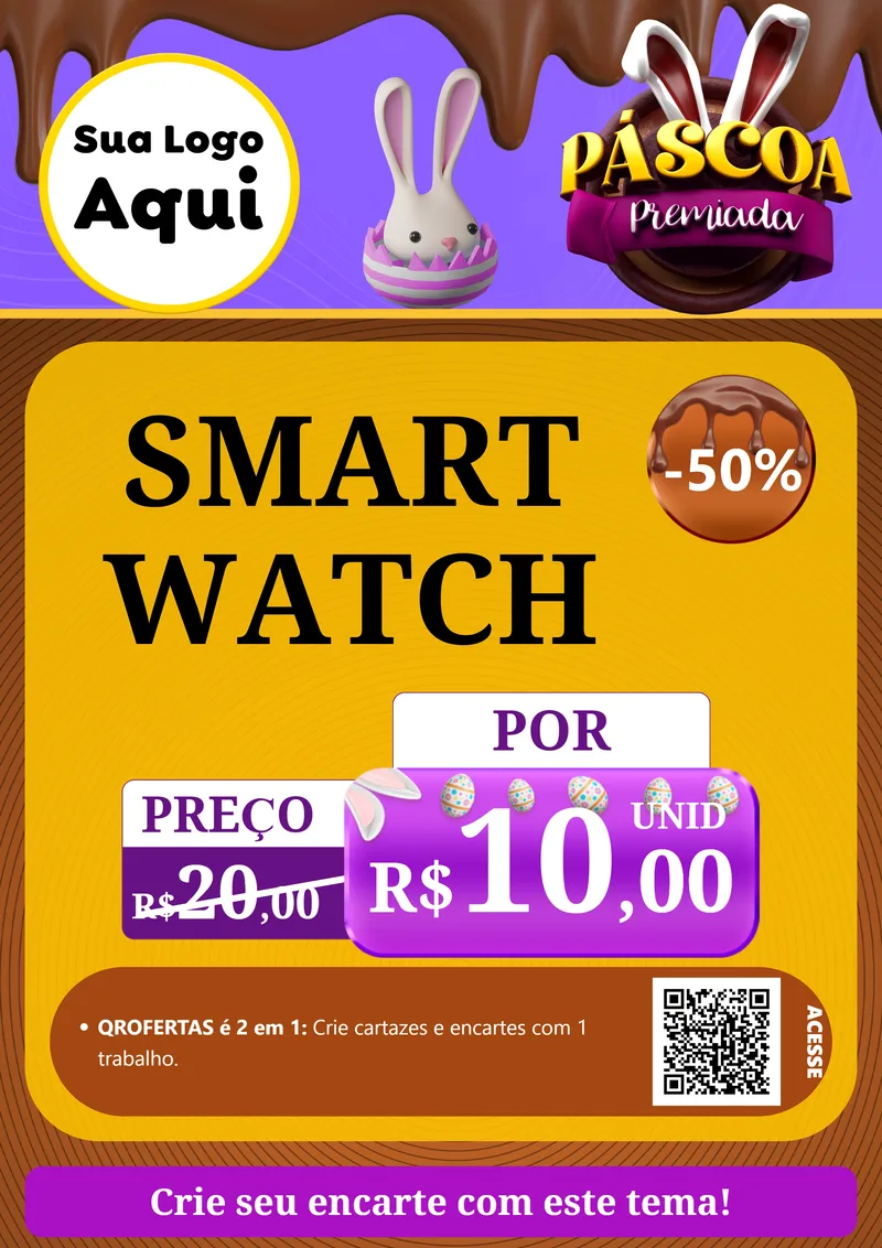 Modelo de Cartaz para Cartaz A4 Vertical com o tema Páscoa Premiada para Informática