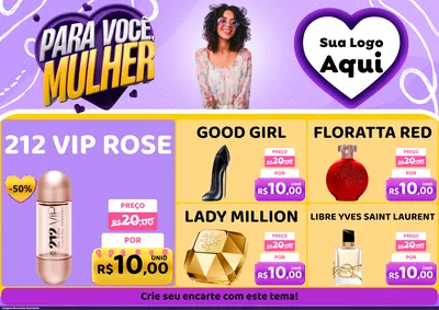 Modelo de Encarte para Encarte A4 Horizontal com o tema Para Você, Mulher para Perfumes