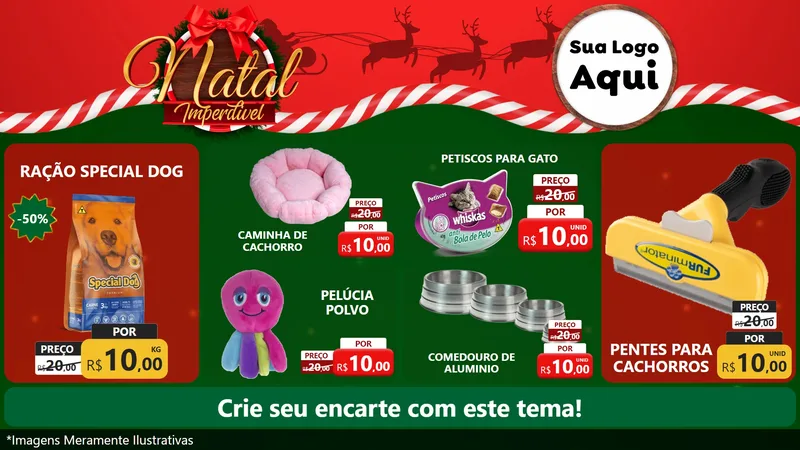 Modelo de TV para TV Horizontal com o tema Natal Imperdível para Pet Shop