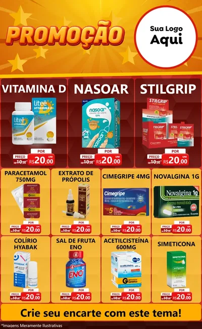 Modelo de Encarte para Encarte Grande com o tema Promoção para Farmácia
