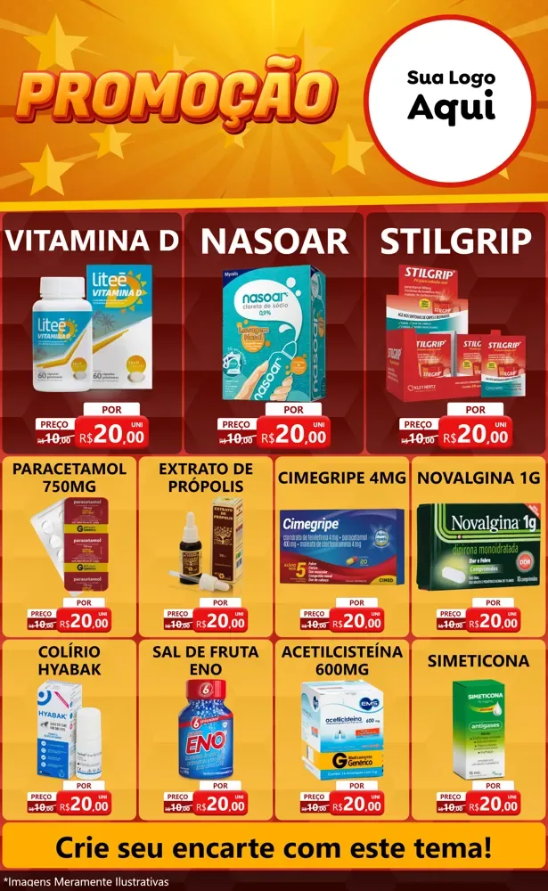 Modelo de Encarte para Encarte Grande com o tema Promoção para Farmácia