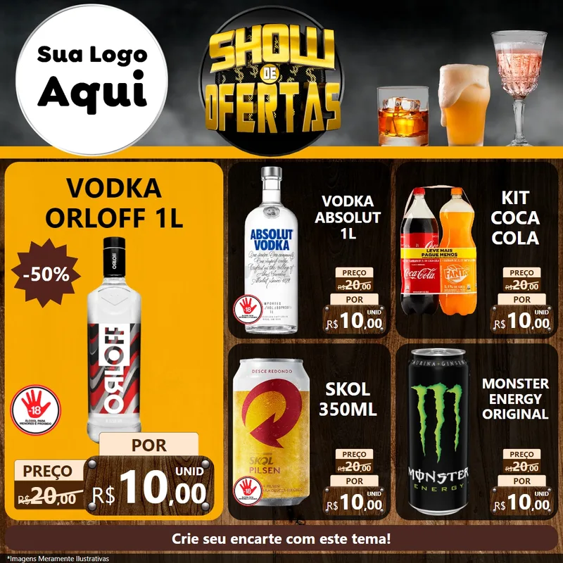 Modelo de Rede Social para Feed Facebook com o tema Show de Ofertas - Bebidas para Distribuidora de bebidas