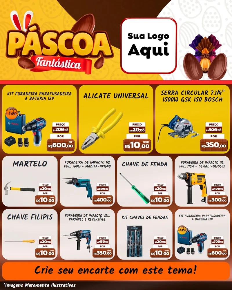 Modelo de Rede Social para Feed Instagram com o tema Páscoa Fantástica para Maquinas e Ferramentas