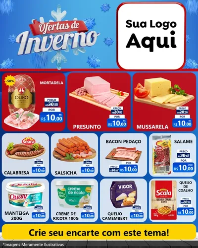 Modelo de Rede Social para Feed Instagram com o tema Ofertas de Inverno para Frios e Laticínios