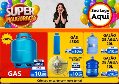 Modelo de Encarte para Encarte A4 Horizontal com o tema Super Inauguração para Água e gás