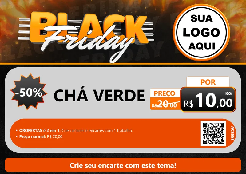 Modelo de Cartaz para Cartaz A4 Horizontal com o tema Black Friday para Produtos Naturais