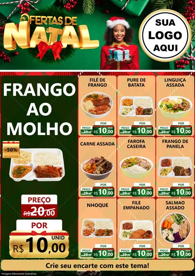 Modelo de Encarte para Encarte A4 Vertical com o tema Ofertas de Natal para Restaurante
