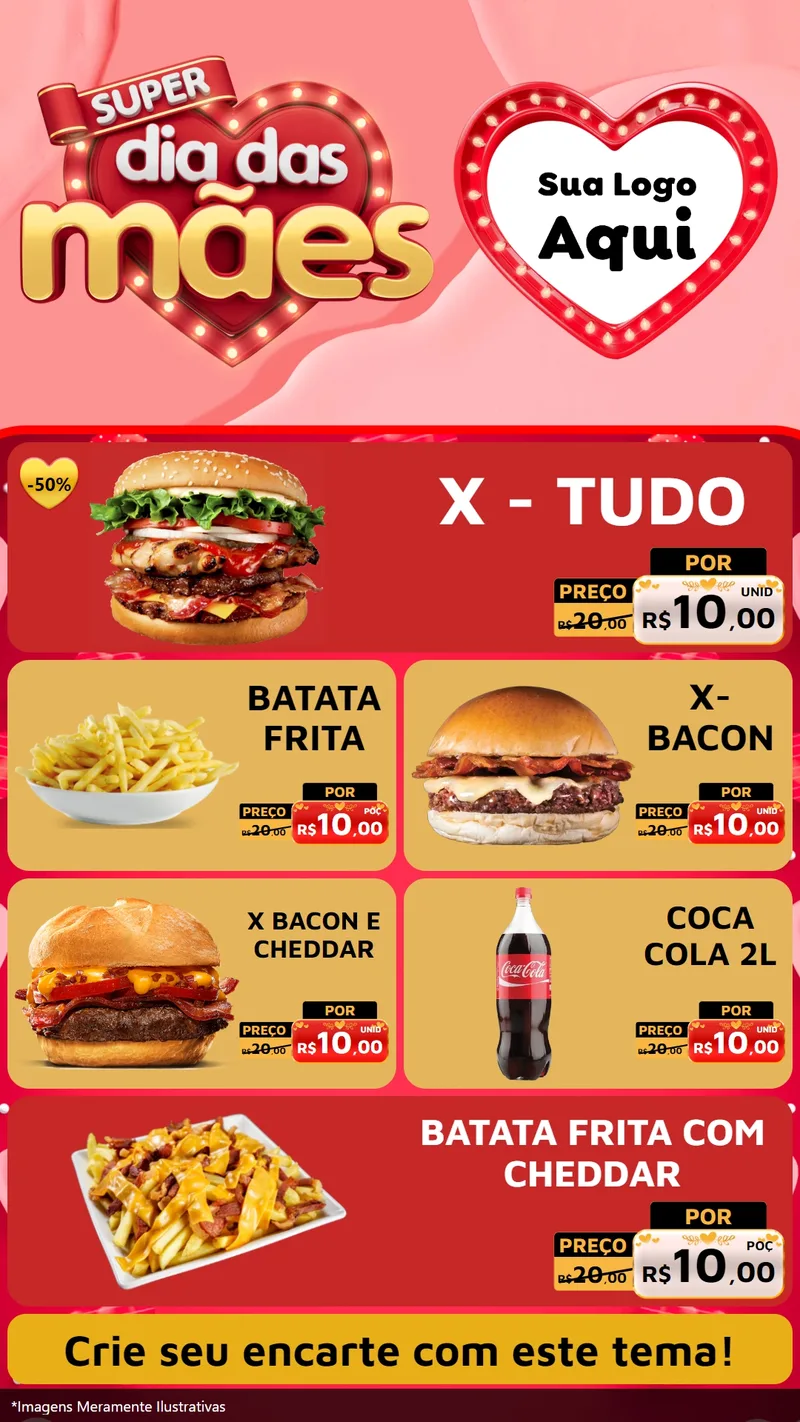Modelo de TV para TV Vertical com o tema Super Dia Das Mães para Hamburgueria